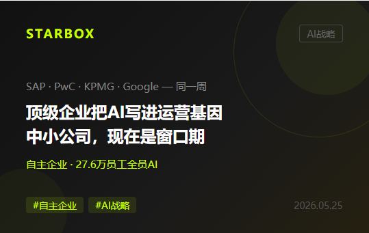 SAP宣布"自主企业"、KPMG全员上Claude:五月的大型企业AI浪潮,对中小公司意味着什么?