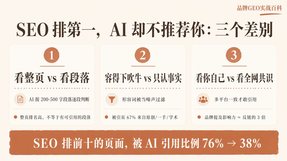 SEO排第一,为什么AI还是不推荐你?