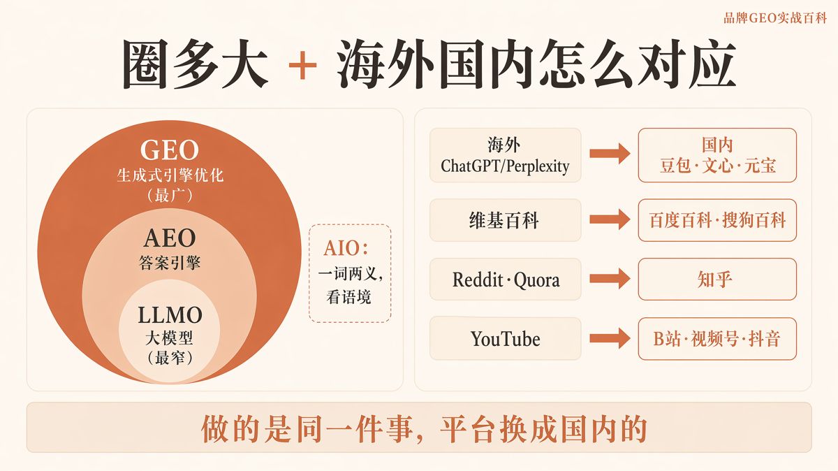 GEO、AEO、LLMO、AIO、AISO有什么区别