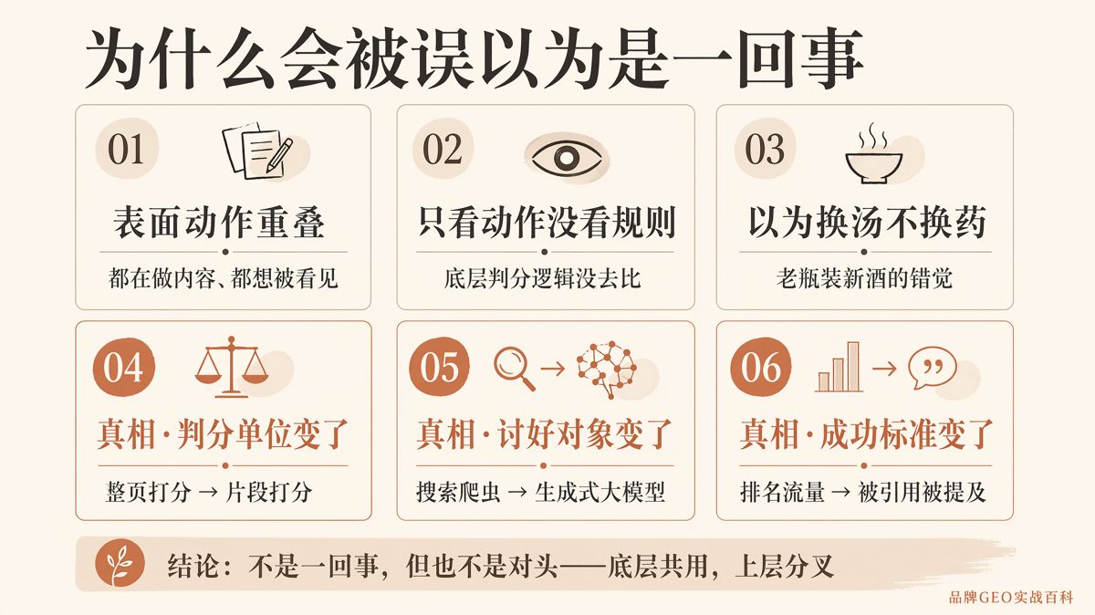 GEO 和 SEO 是一回事吗?看三个差别