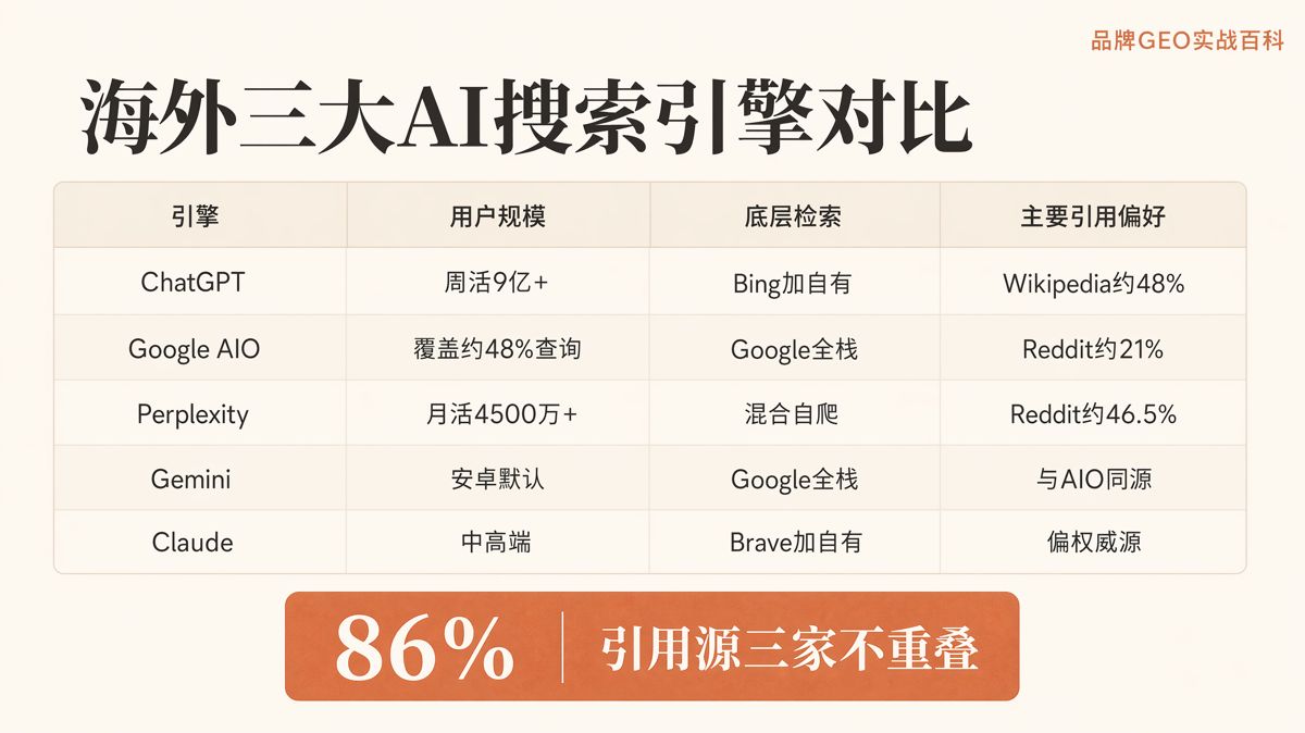 海外AI搜索三家主导,国内怎么对照