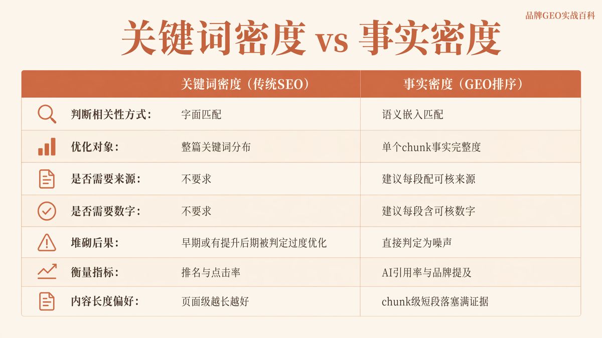 从关键词密度到事实密度:生成式搜索内容检查指南
