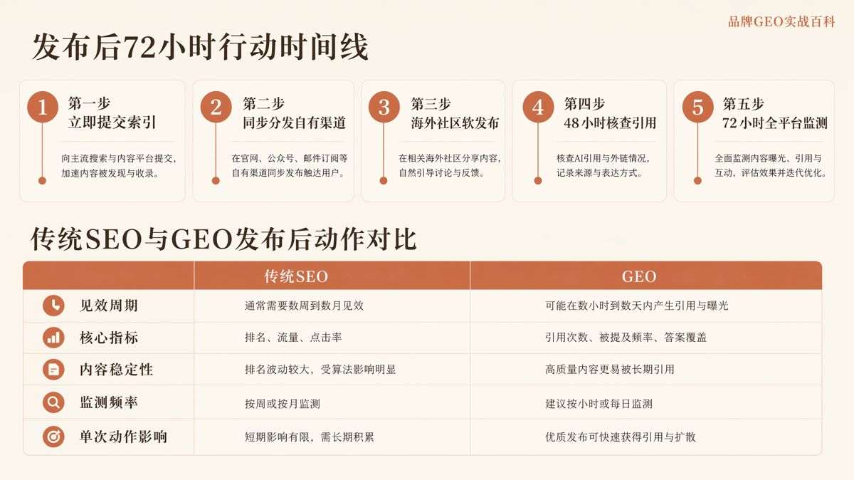内容发布后72小时:GEO要做完5件事